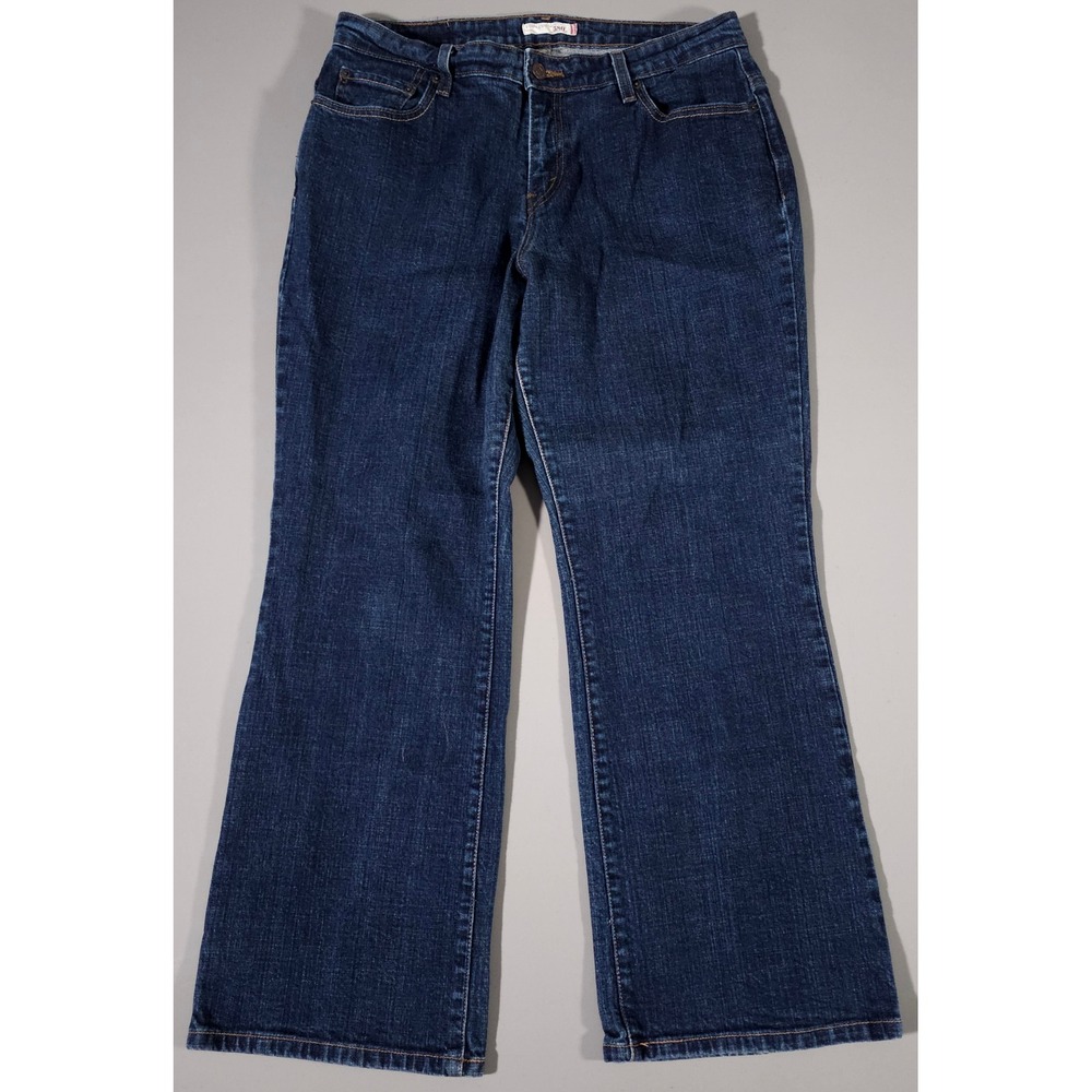 Levi's 580 Boot Cut Jeans Women 16W Short Blue Dark Wash Denim Stretch